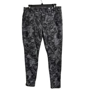 Miss Me Jeans Grey Rose Abstract Pattern Denim Skinny Jeans - Women's Size 30